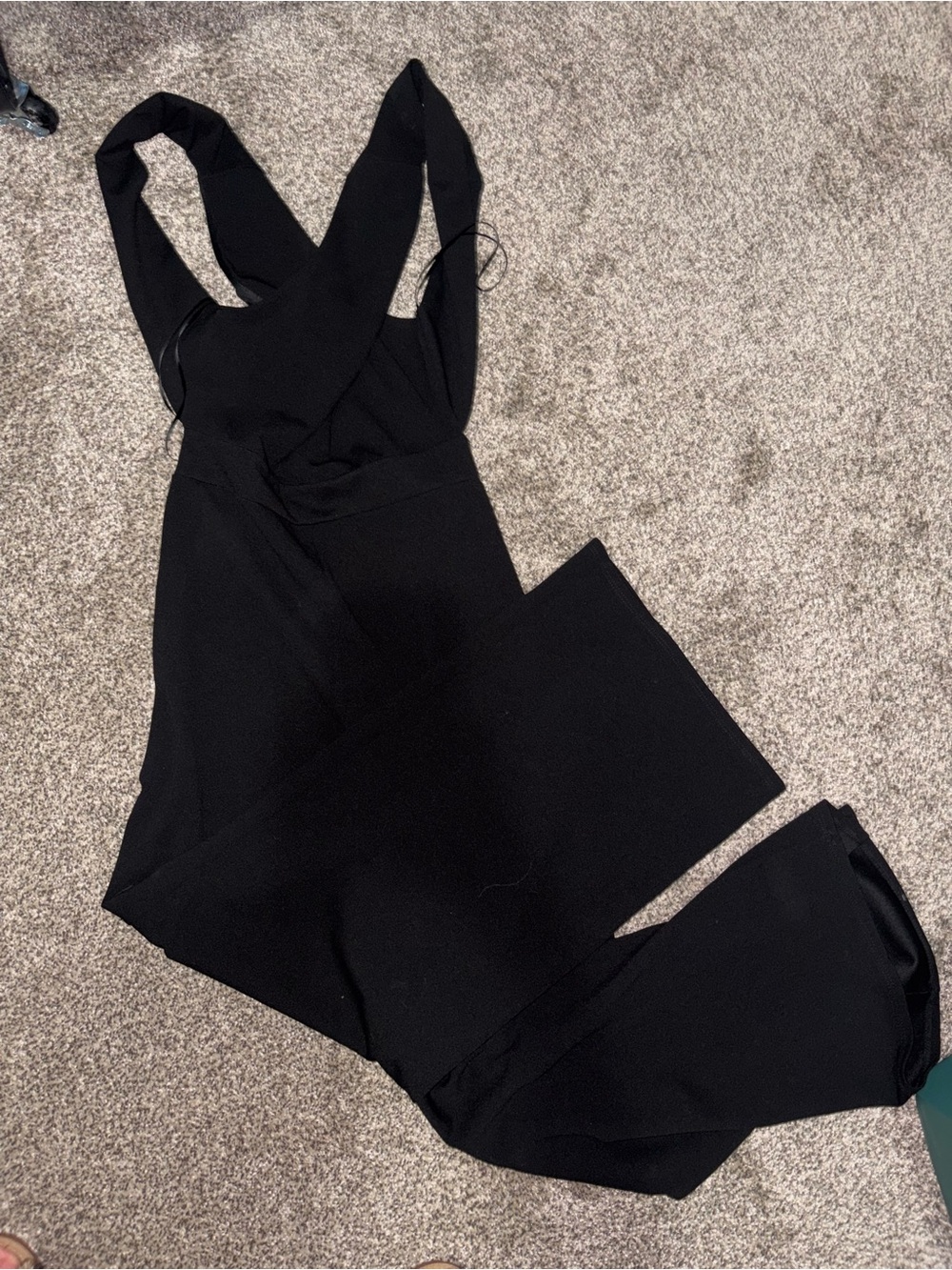 Francesca's Collections Black Cross-Back Wide Leg Jumpsuit